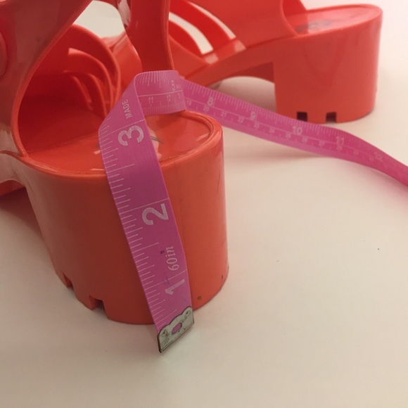 Kalli Coral Chunky Jelly Heels Size 8 - Picture 8 of 8